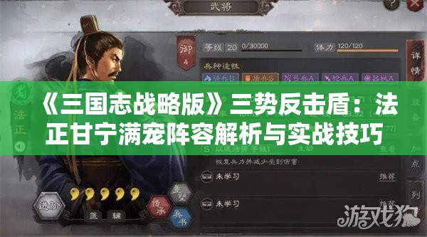 《三国志战略版》三势反击盾：法正甘宁满宠阵容解析与实战技巧