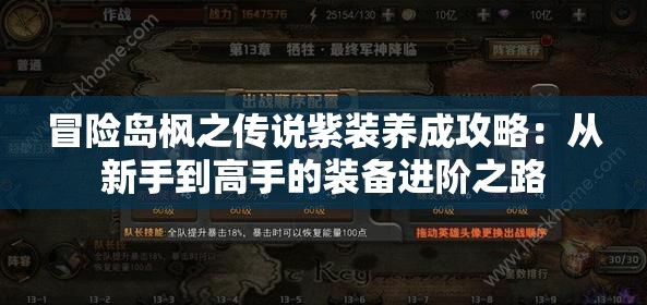 冒险岛枫之传说紫装养成攻略：从新手到高手的装备进阶之路