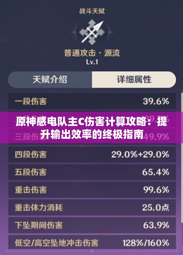 原神感电队主C伤害计算攻略：提升输出效率的终极指南