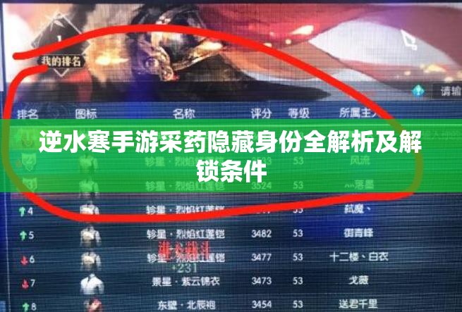 逆水寒手游采药隐藏身份全解析及解锁条件